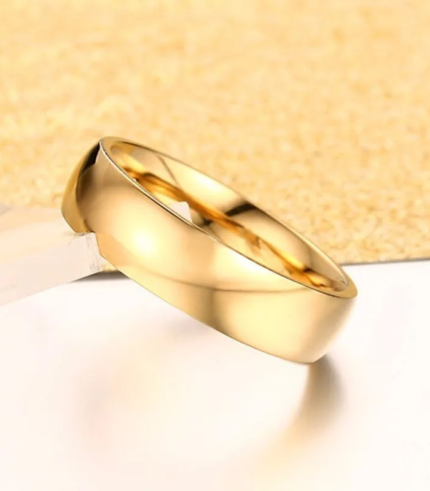 Gold Color Stainless Steel Wedding Band for Men and Women | Engagement Ring Sizes 4–15