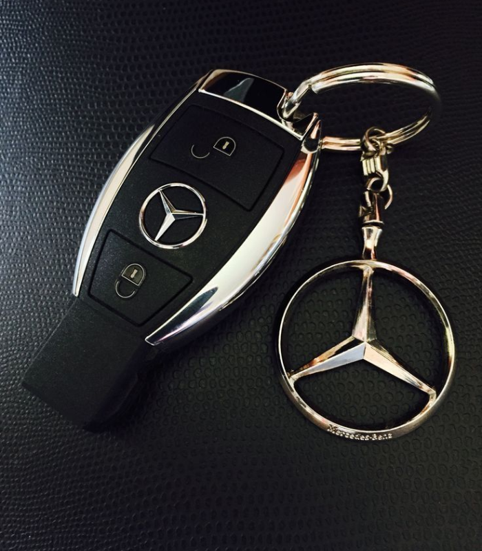 Mercedes car key securely packaged for international delivery to USA