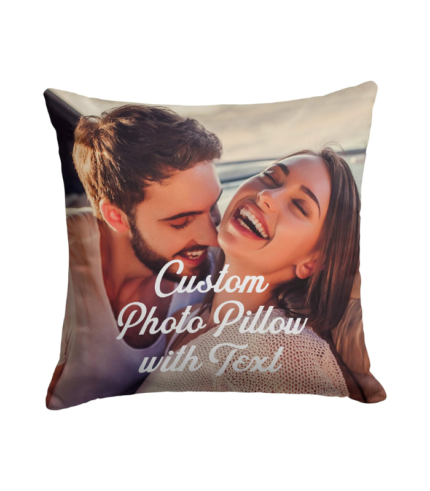 Custom Couple Photo Pillow – 16×16 Personalized Cushion Cover