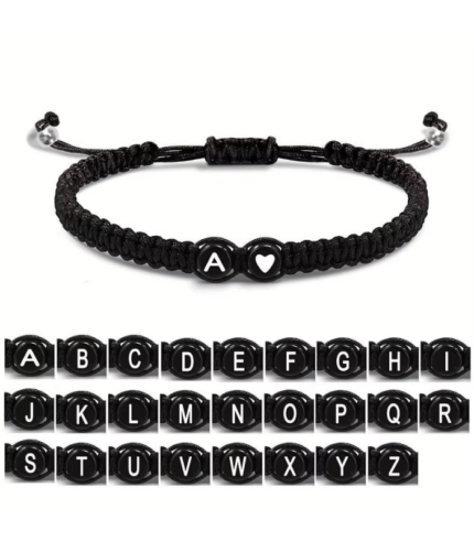 Initial Heart Braided Bracelet