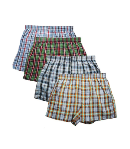 4-Pack Men’s Woven Cotton Boxer Shorts – Classic Plaid Fit